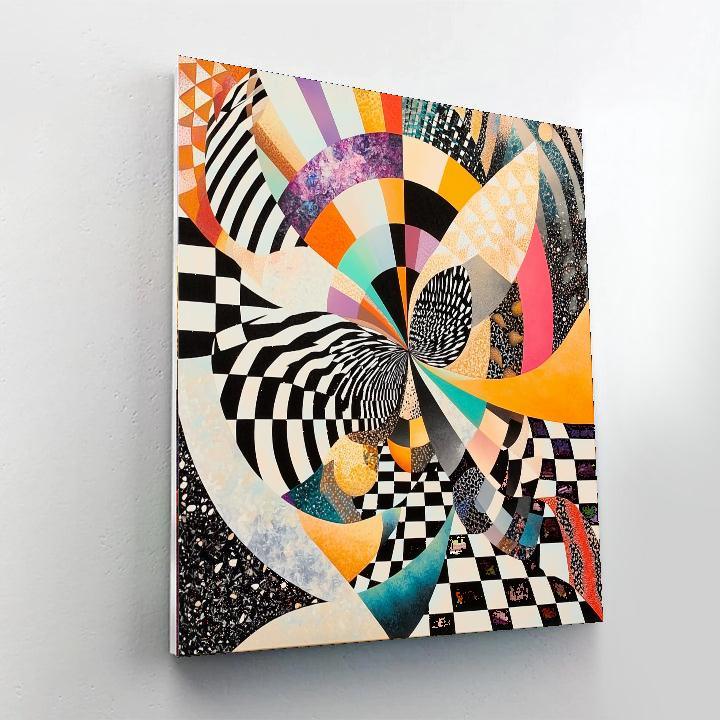 M.C. Escher Inspired Kaleidoscopic Whimsy  Number Painting