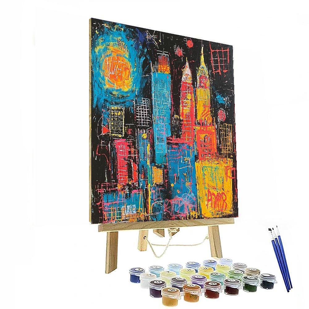 Jean-Michel Basquiat Inspired Urban Echoes  Number Painting
