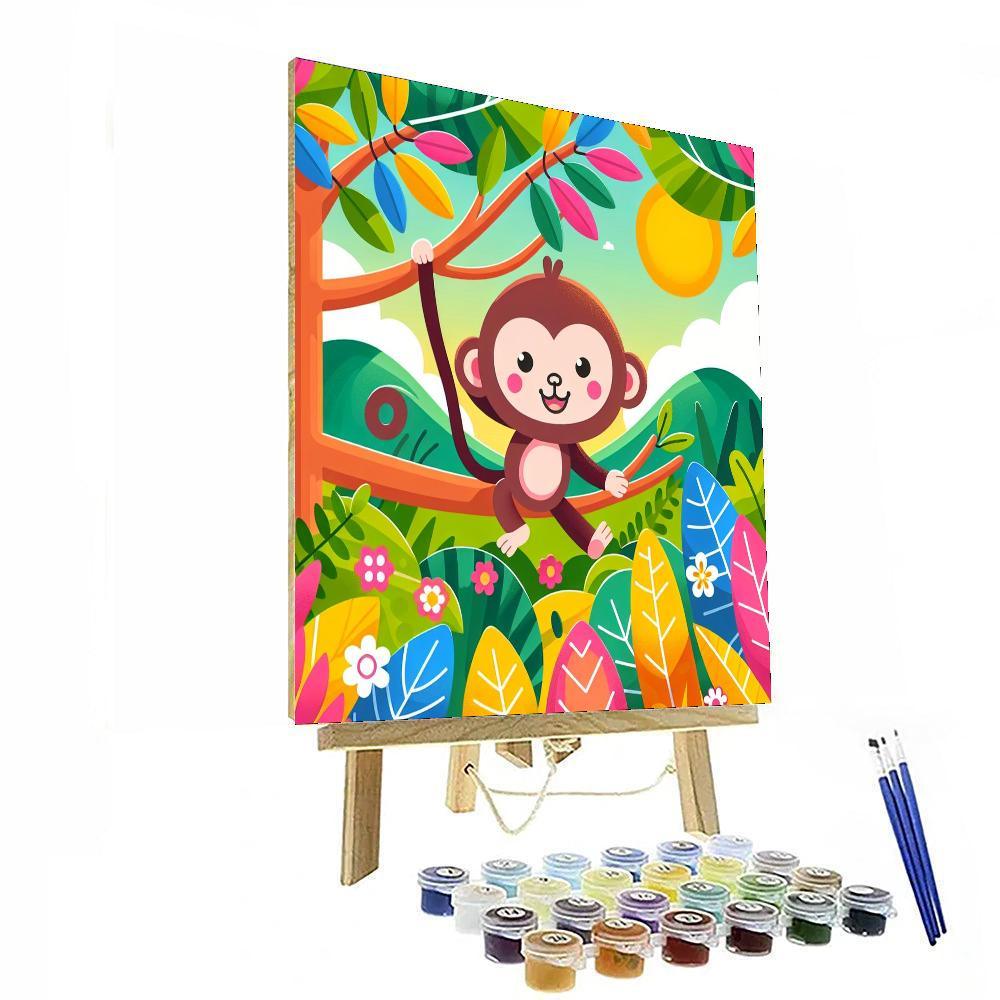 Playful Monkey In Paradise Numbered Painting Kits