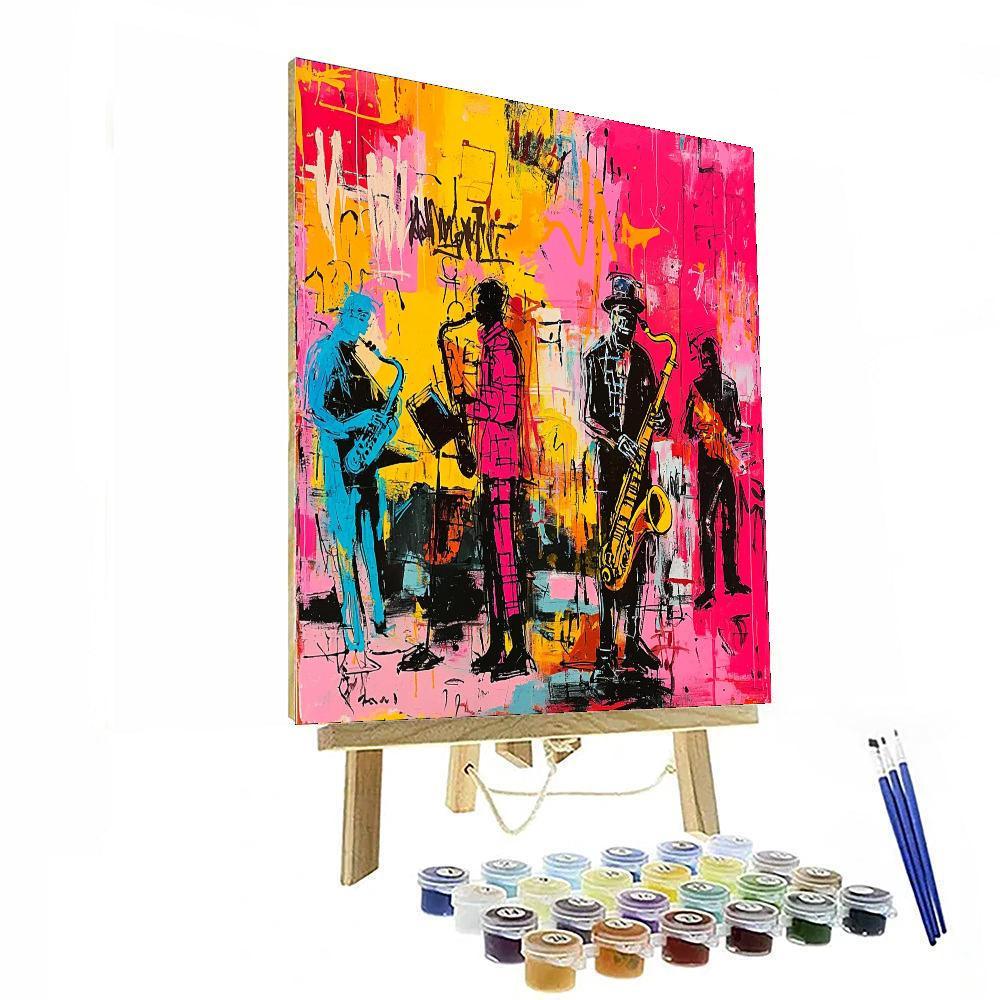 Jean-Michel Basquiat Inspired Colorful City Jazz  Paint By Numbers