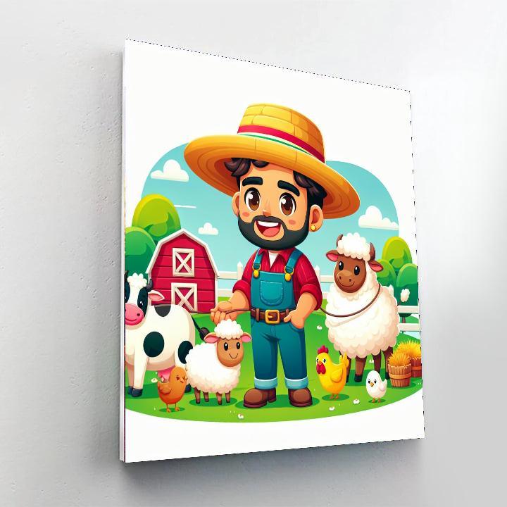 Happy Farmer And Animals Numbered Painting Kits