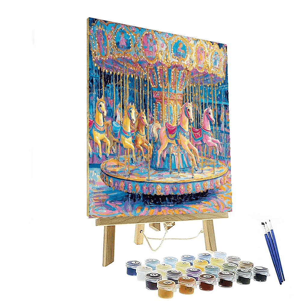 Mary Cassatt Inspired Colorful Vintage Carousel  Paint By Numbers Kits