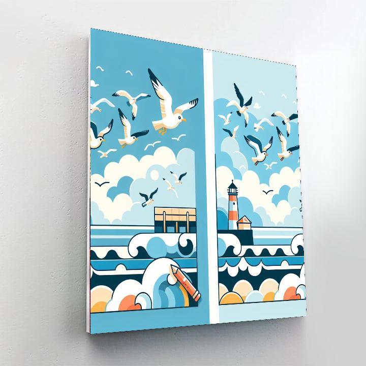 Seagull's Coastal Cruise Painting Number Kit