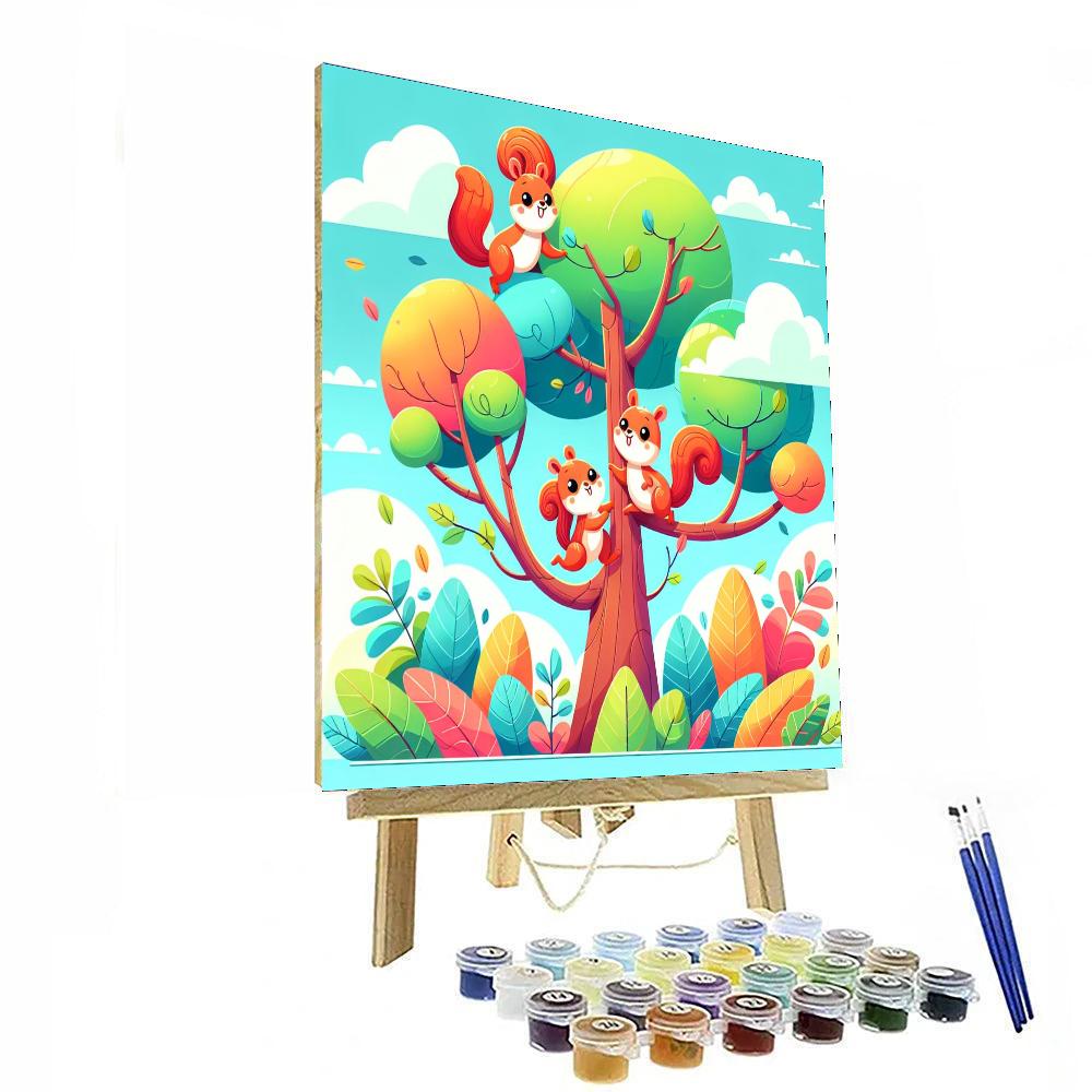 Curious Squirrels Number Painting