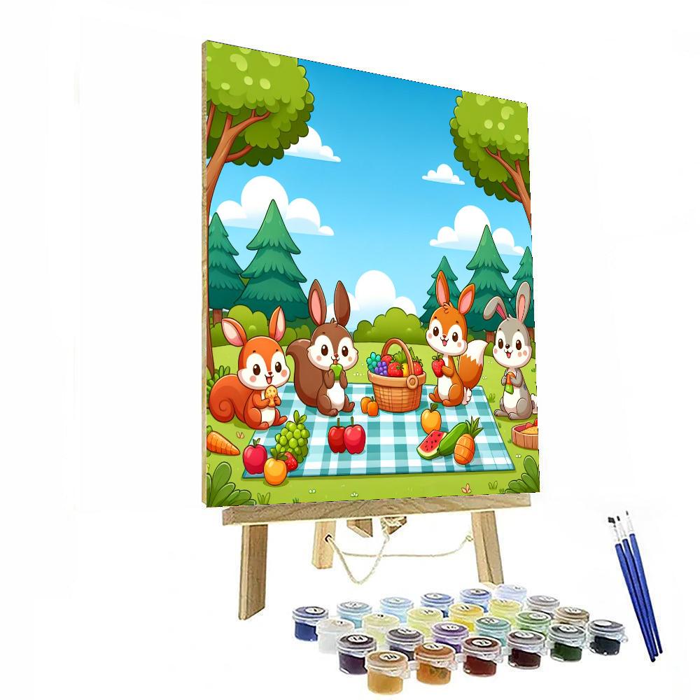 Adorable Woodland Picnic Paint By Numbers Art