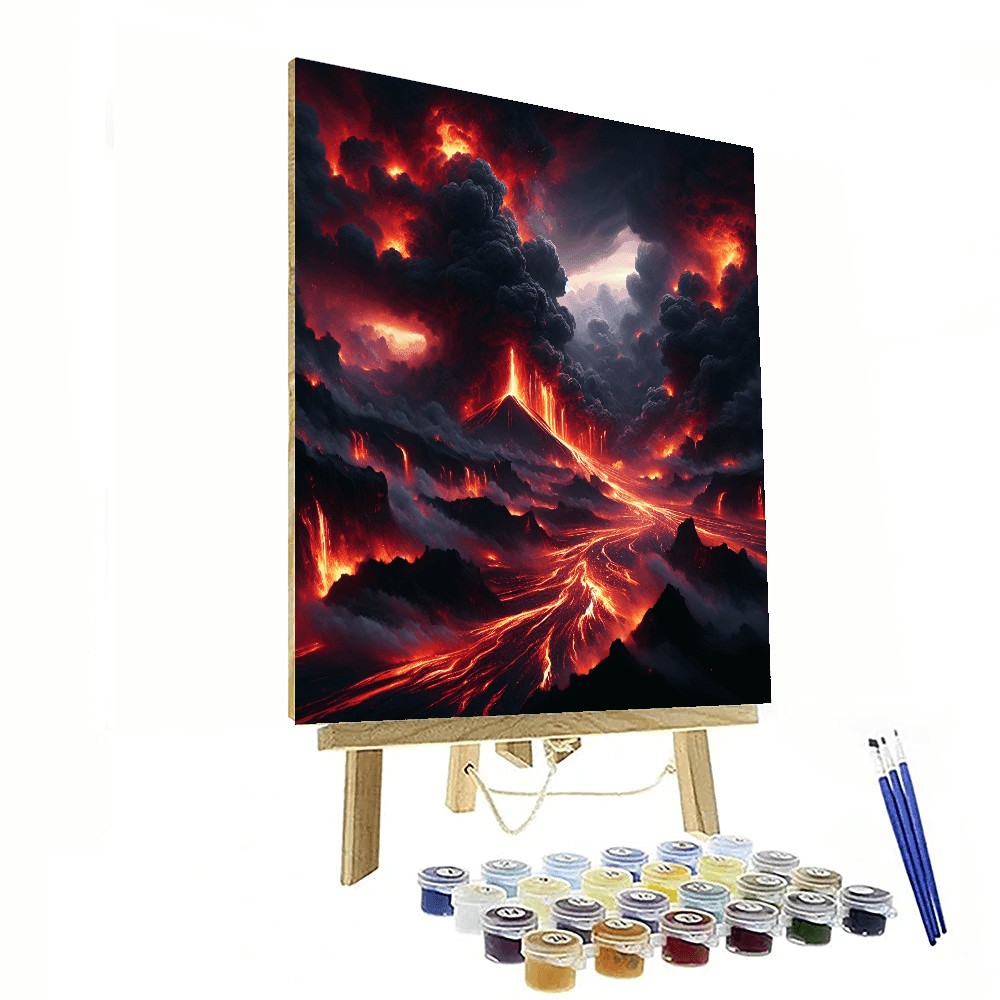 Dramatic Volcano Eruption Number Painting