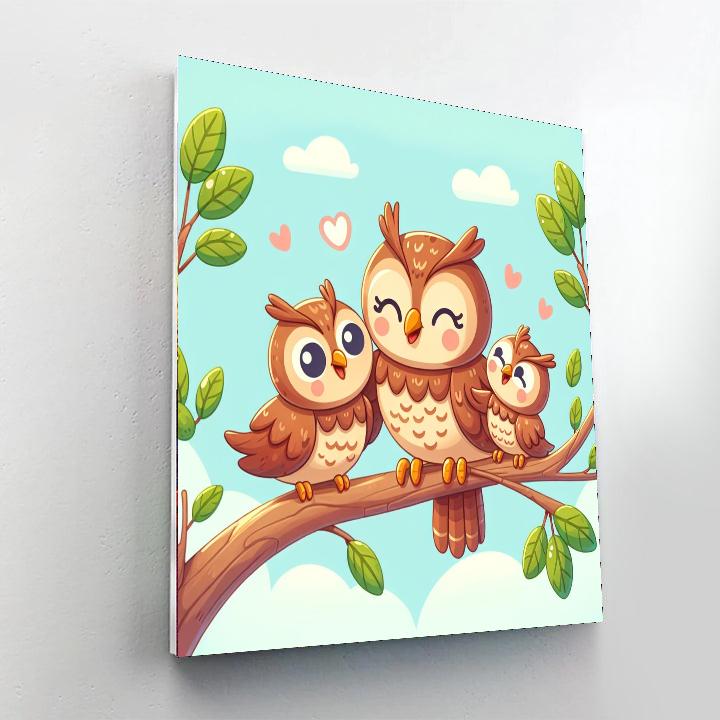 Joyful Owl Family Numbered Painting Kits