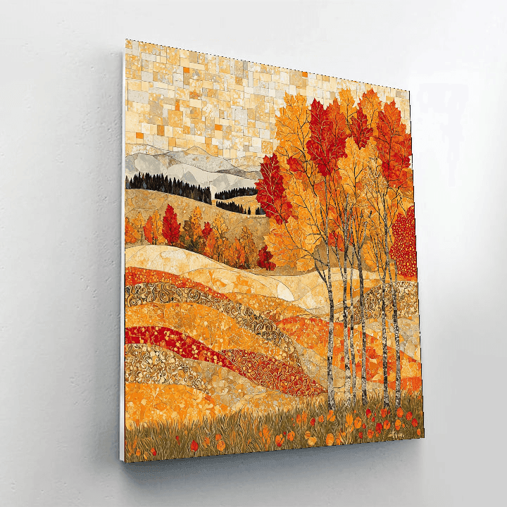 Gustav Klimt Inspired Autumn’s Golden Embrace  Paint By Numbers Art