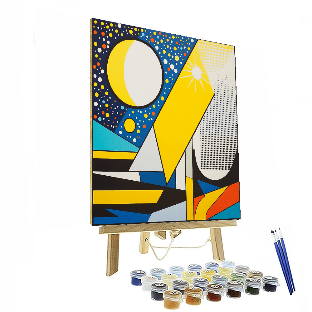 Roy Lichtenstein Inspired Inspired Geometric Cosmic Echoes  Paint By Number