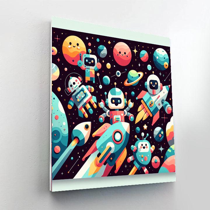 Happy Space Robots Numbered Painting Kits