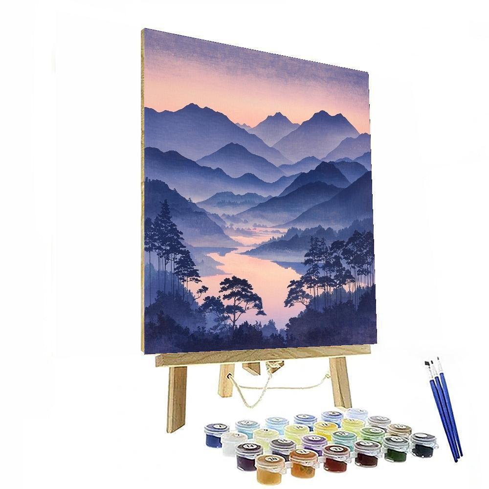 Utagawa Hiroshige Inspired Distant Mountains At Twilight  Painting By Numbers Kit
