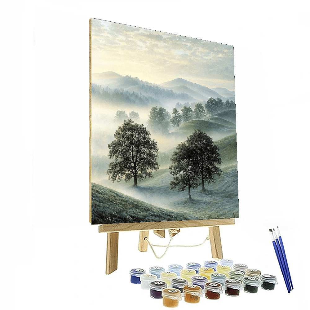 Caspar David Friedrich Inspired Misty Morning  Paint By Numbers
