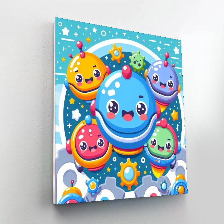 Funny Robot Friends Paint By Numbers Art