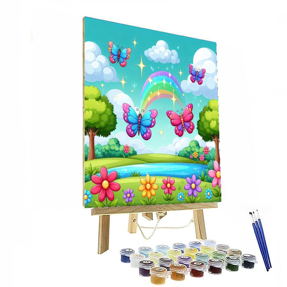 Rainbow Butterfly Paradise Paint By Numbers Art