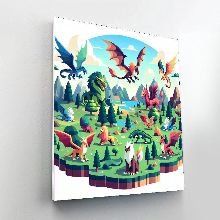 Fantasy Island With Mythical Beasts Paint By Number