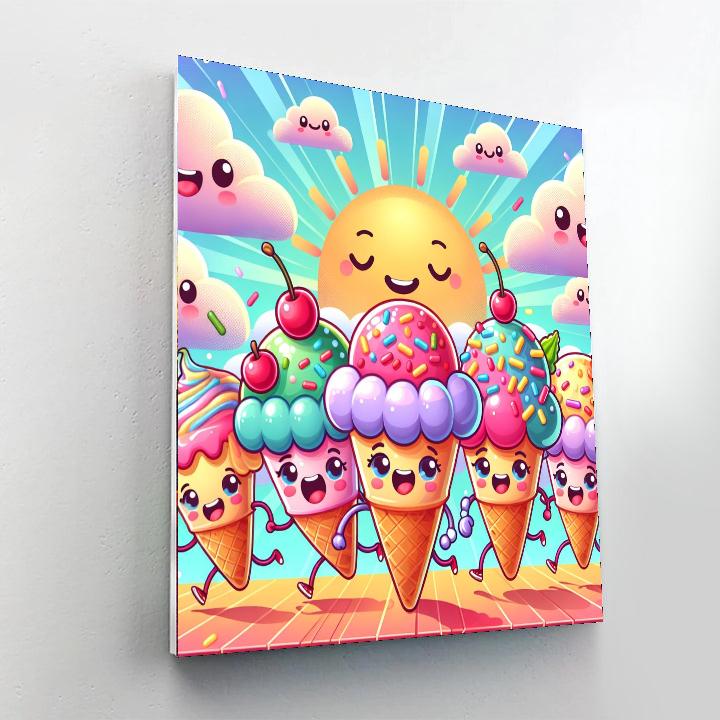 Joyful Ice Cream Parade Painting By Numbers Kit