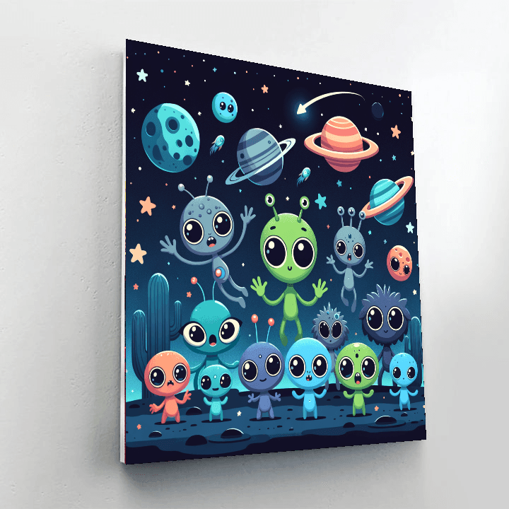 Funny Space Aliens Numbered Painting Kits
