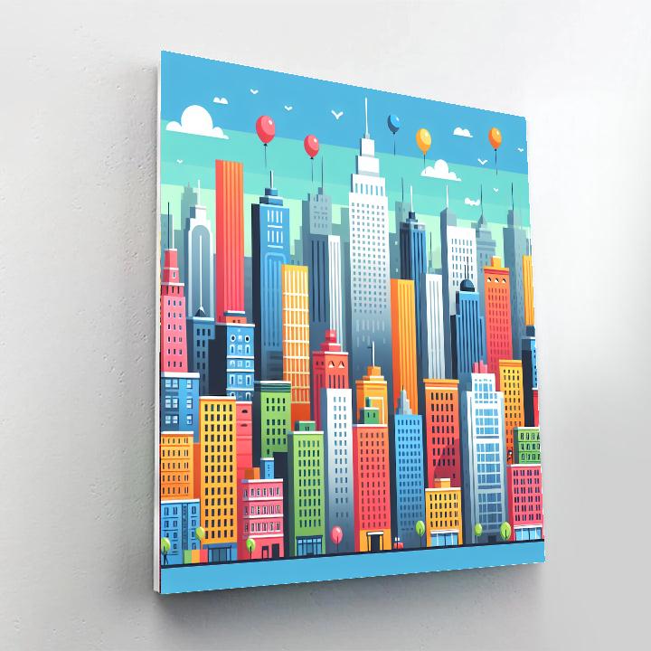Cheerful City Skyline Painting By Numbers Kit