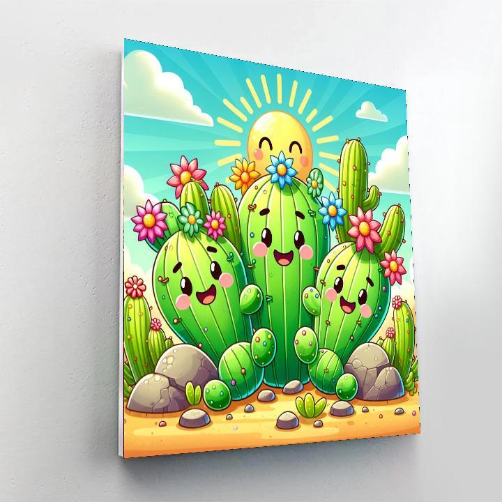 Happy Cactus Friends DIY Paint By Numbers