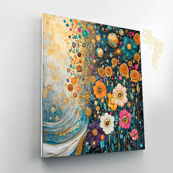 Gustav Klimt Inspired Cosmic Flowers  Paint By Color