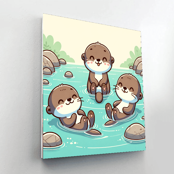 Giggling Otter Family Paint By Color
