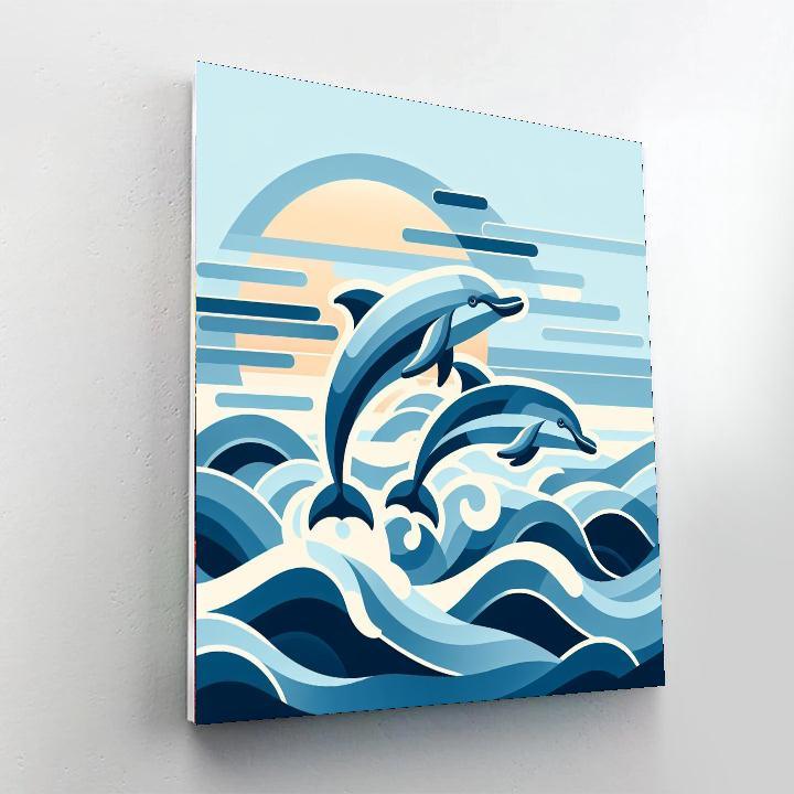 Dazzling Dolphin Duet Number Painting