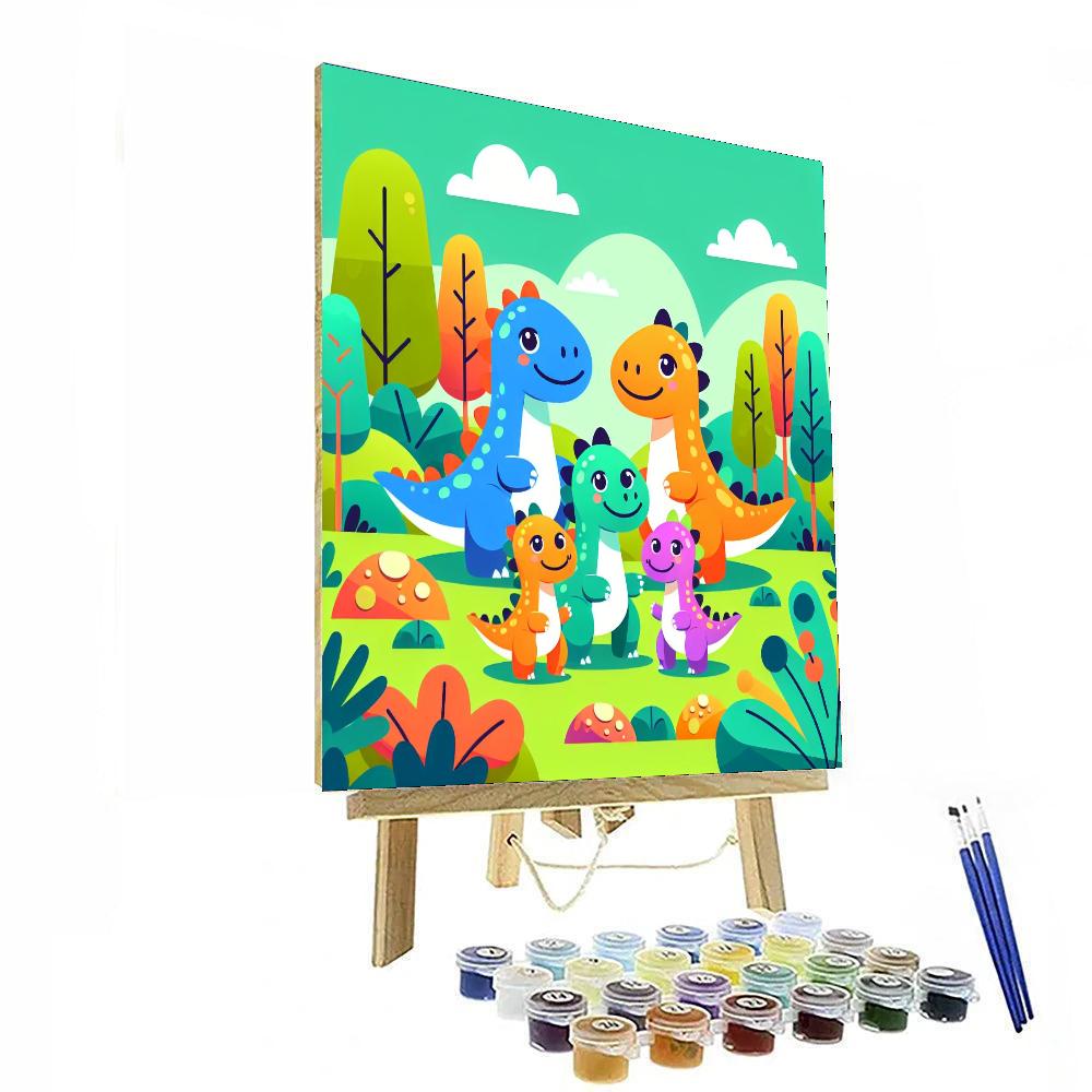 Silly Dinosaur Family Numbered Painting Kits