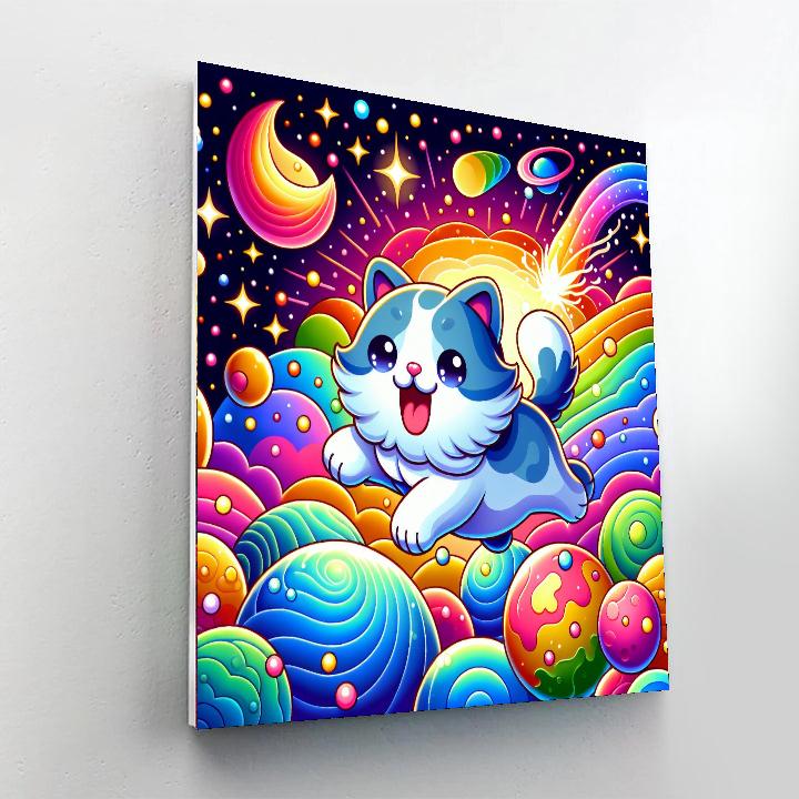 Cosmic Kitten's Space Chase Paint By Numbers