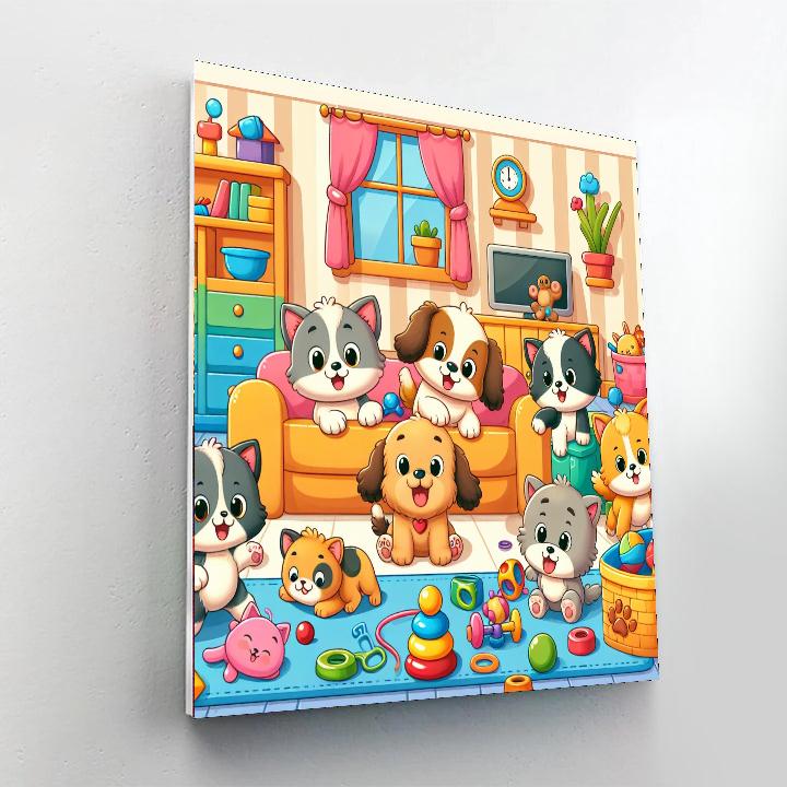 Colorful World Of Pets Number Painting