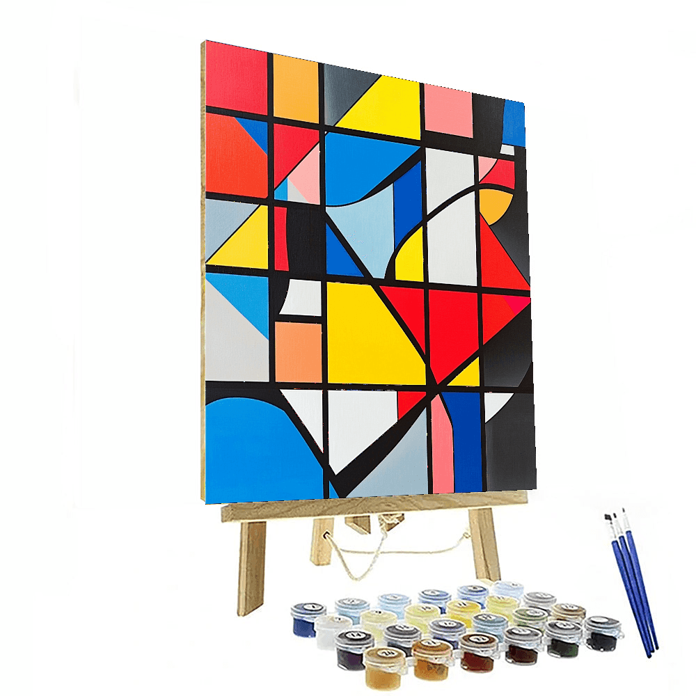 Piet Mondrian Inspired Geometric Whirlwind  Paint By Color