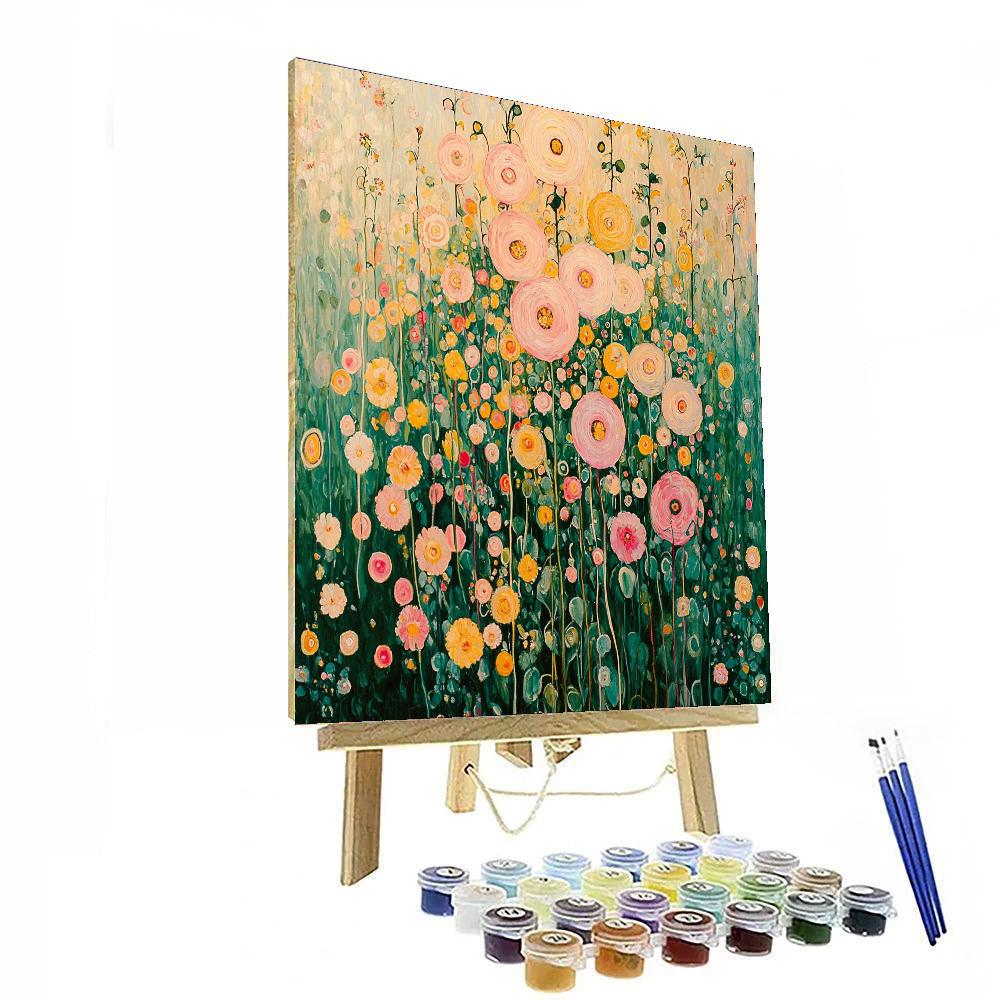 Klimt Inspired Charming Florals  Number Painting