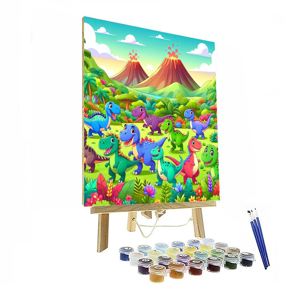Friendly Dinosaurs On The Move Paint By Numbers Kits