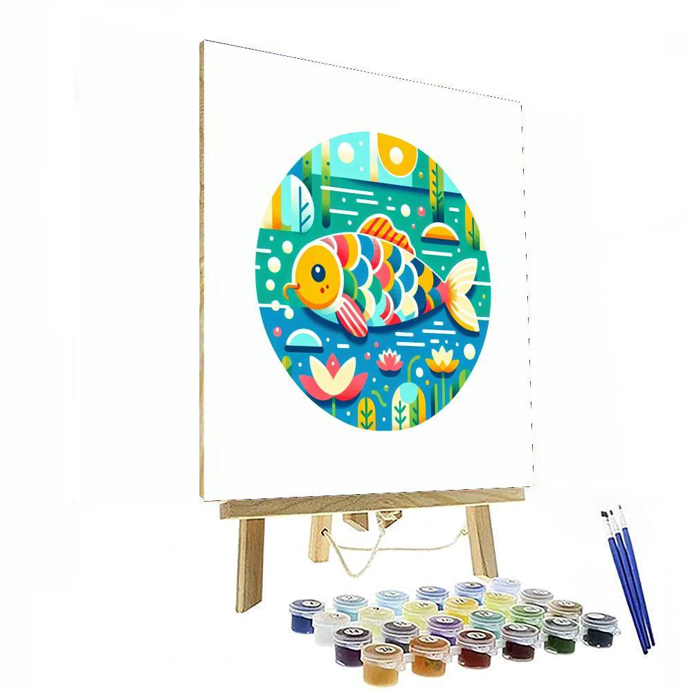 Colorful Koi Fish Painting Number Kit