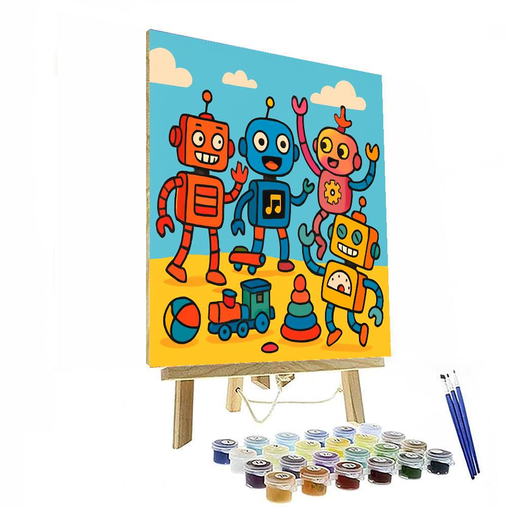 Funky Robots At Play Paint By Numbers Kits