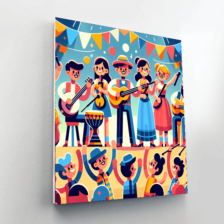 Vibrant Music Festival Number Painting