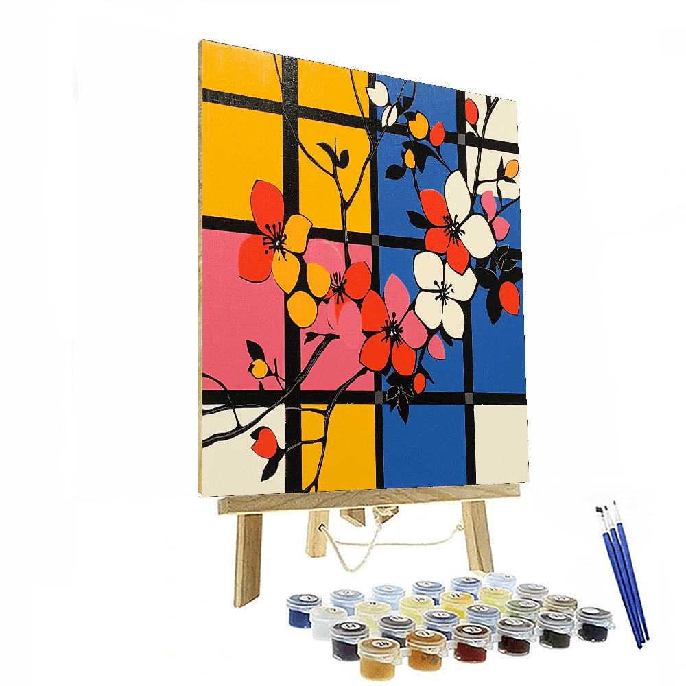 Mondrian Inspired Geometric Nature  Painting By Numbers Kit