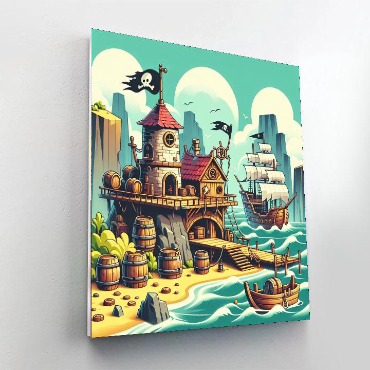 Seaside Pirate's Hideout DIY Paint By Numbers