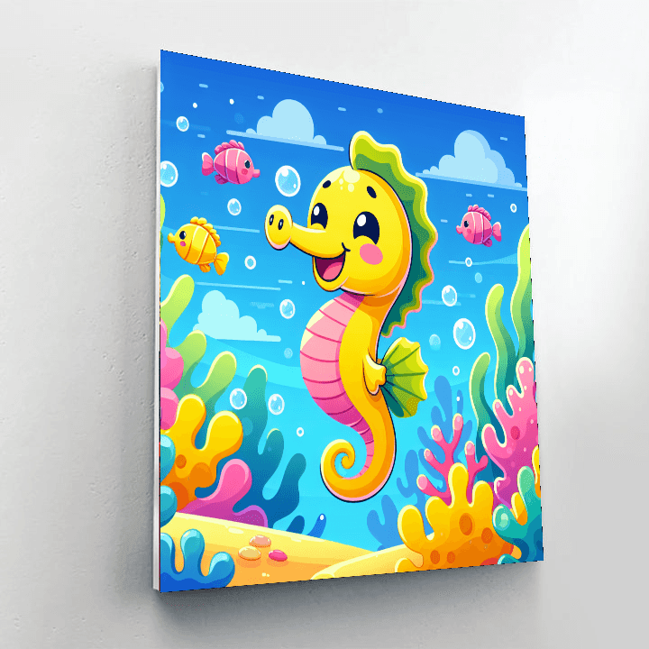 Delightful Seahorse Number Painting