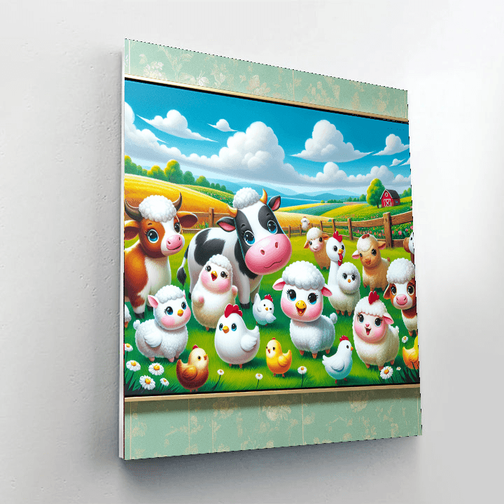 Charming Barnyard Animals Painting Number Kit