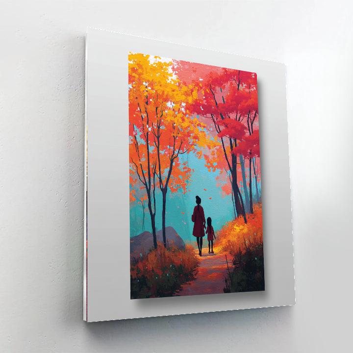 Mother And Child In The Autumn Forest Paint By Numbers Kits