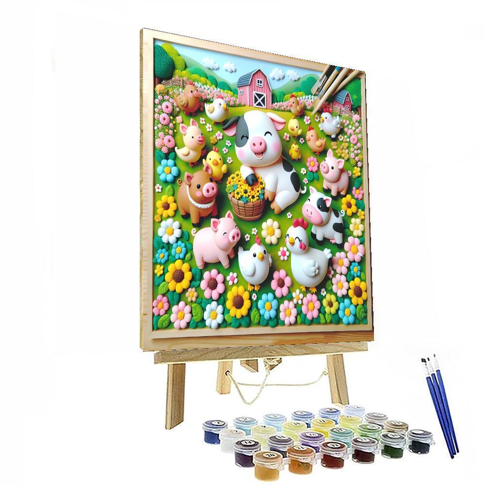 Frolicking Farm Friends Painting Number Kit