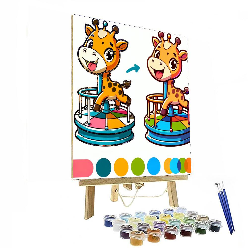 Joyful Giraffe Carousel Numbered Painting Kits