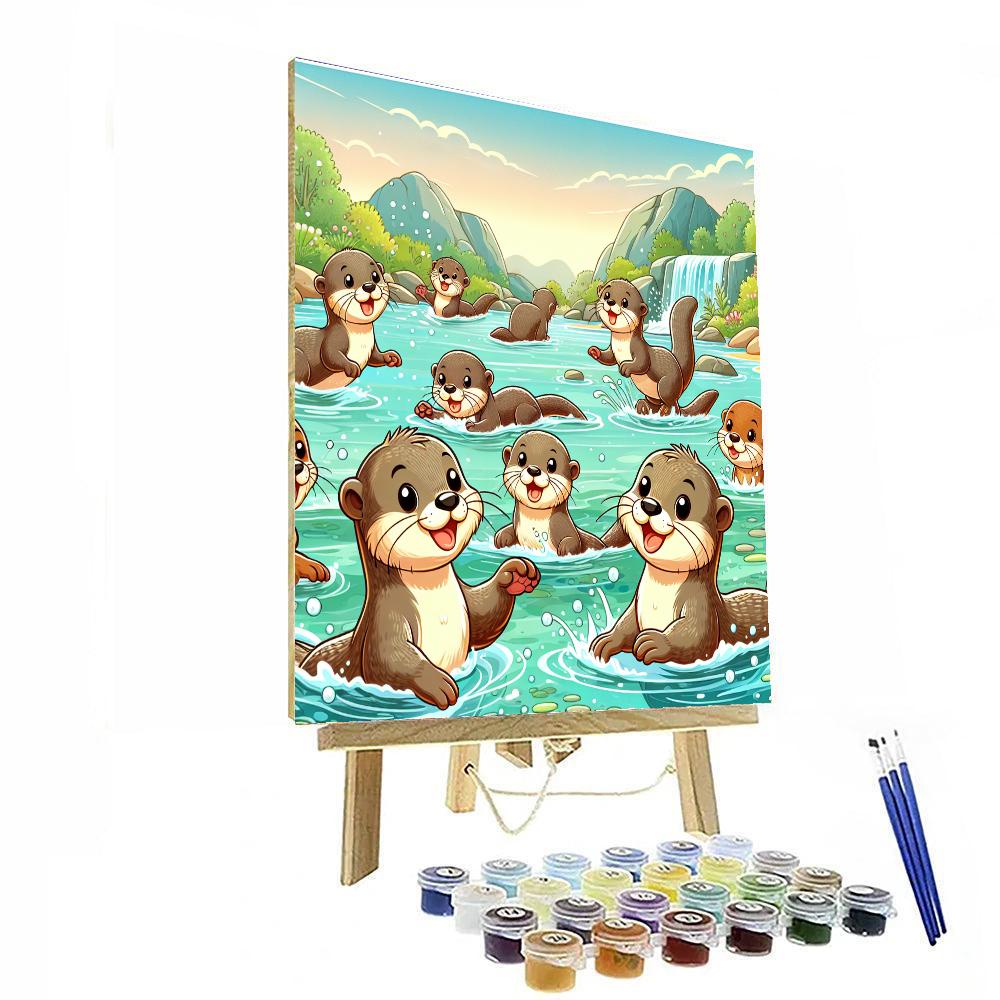 Cheerful Otters' River Adventure Paint By Numbers Kits