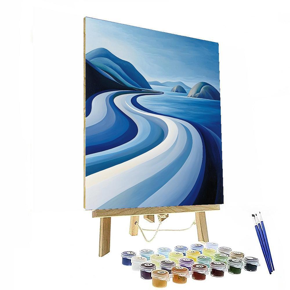 Barbara Hepworth Inspired Sculptural Coastal Serenity  DIY Paint By Numbers
