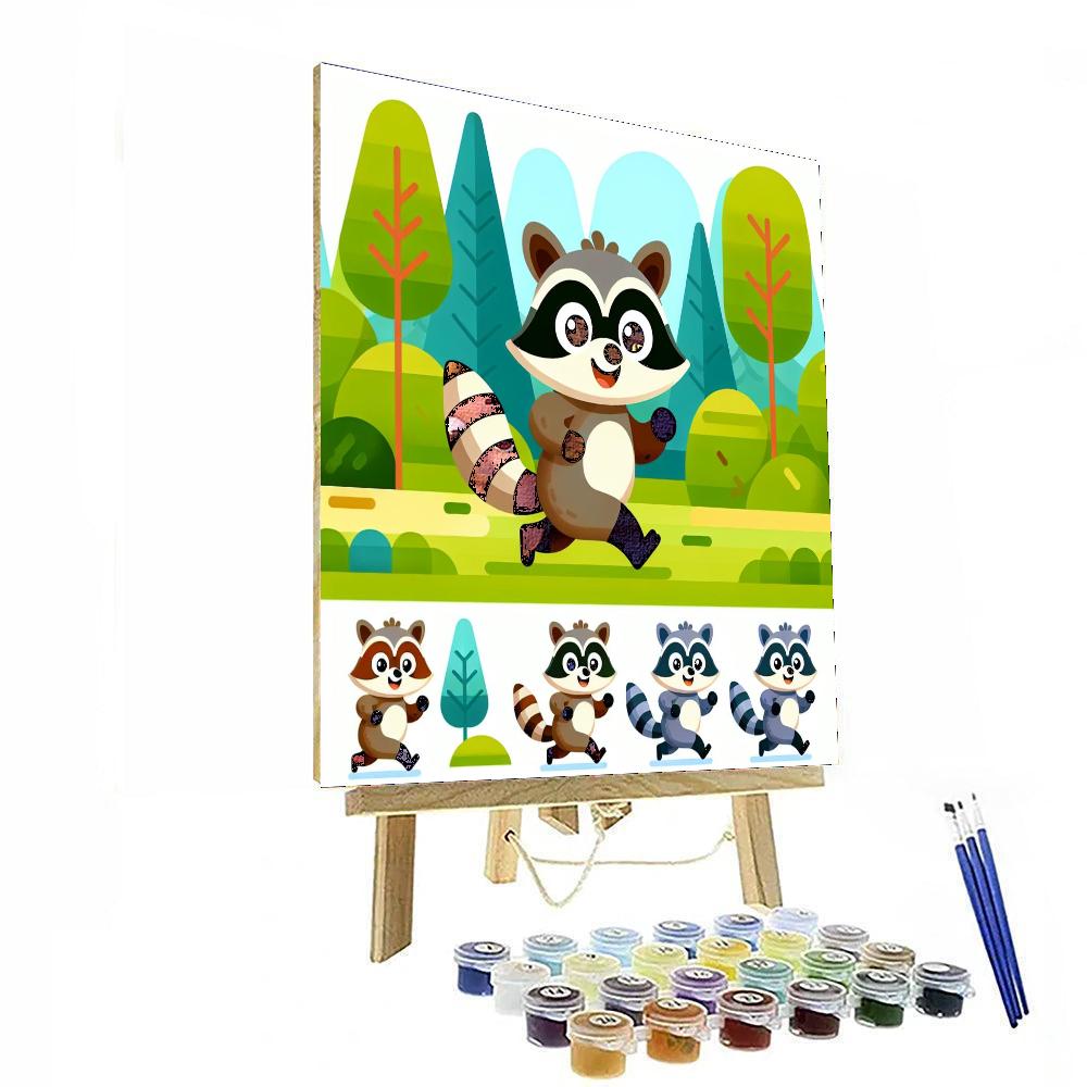Rainbow Raccoon Parade Painting By Numbers Kit