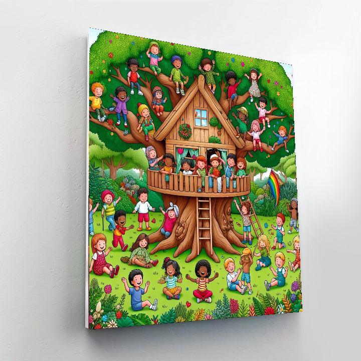 Joyful Treehouse Adventure Painting By Numbers Kit