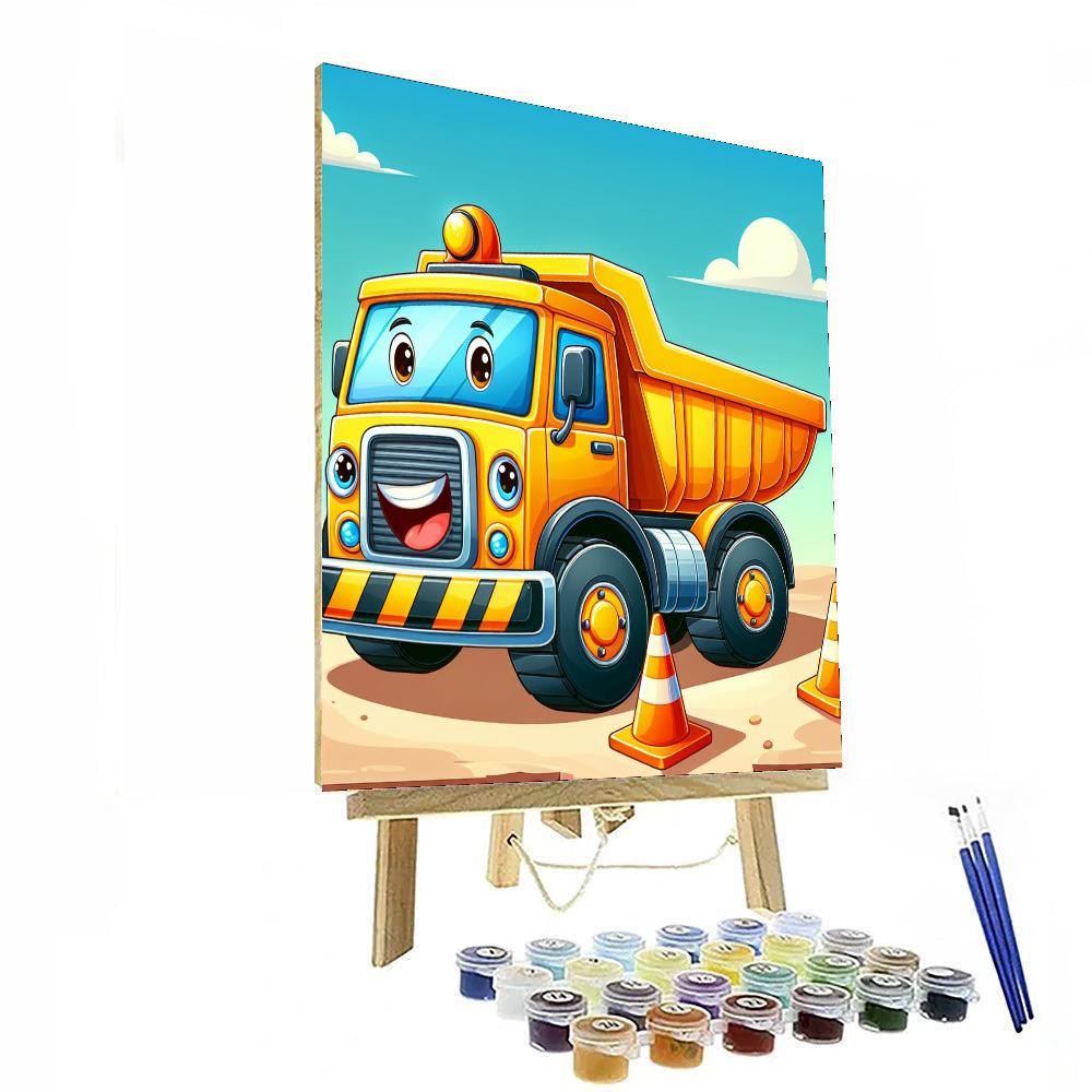 Happy Construction Truck Numbered Painting Kits