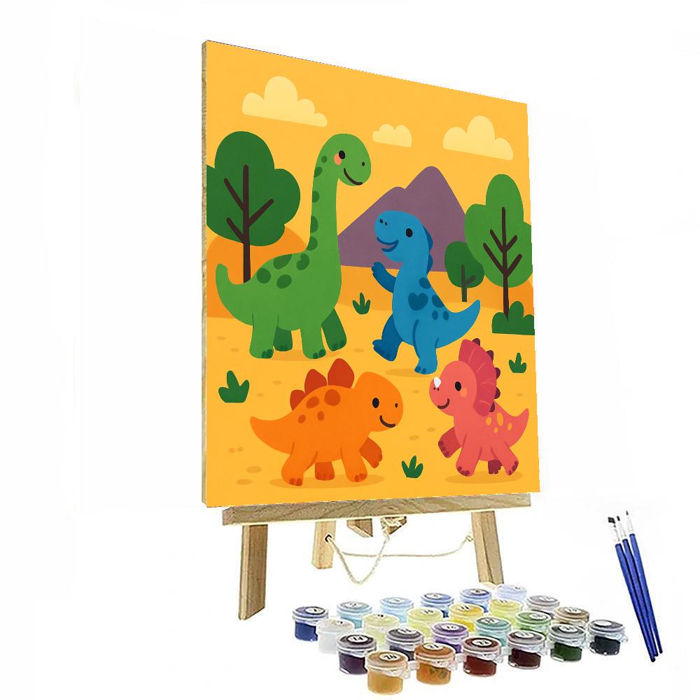Colorful Dinosaur Friends DIY Paint By Numbers