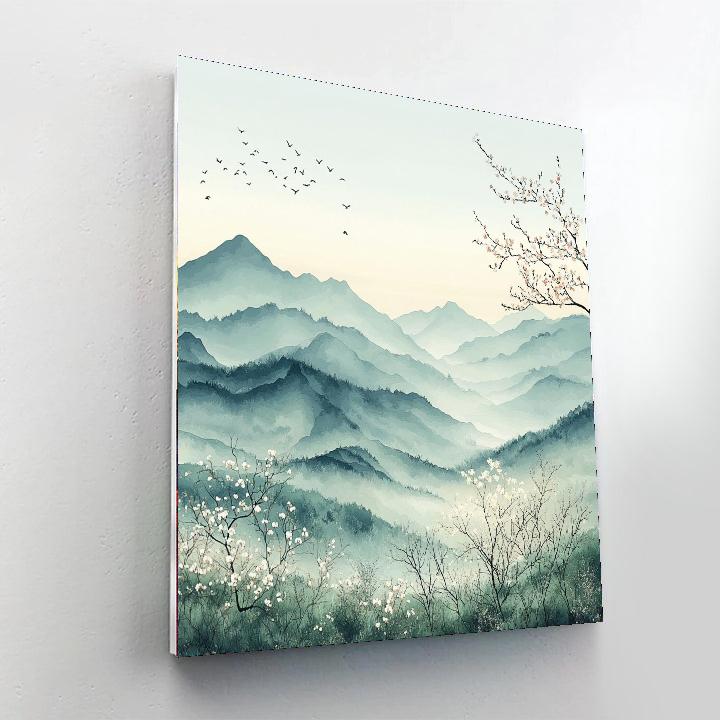 Zhao Mengfu Inspired Quiet Mountain Contemplation  Paint By Number