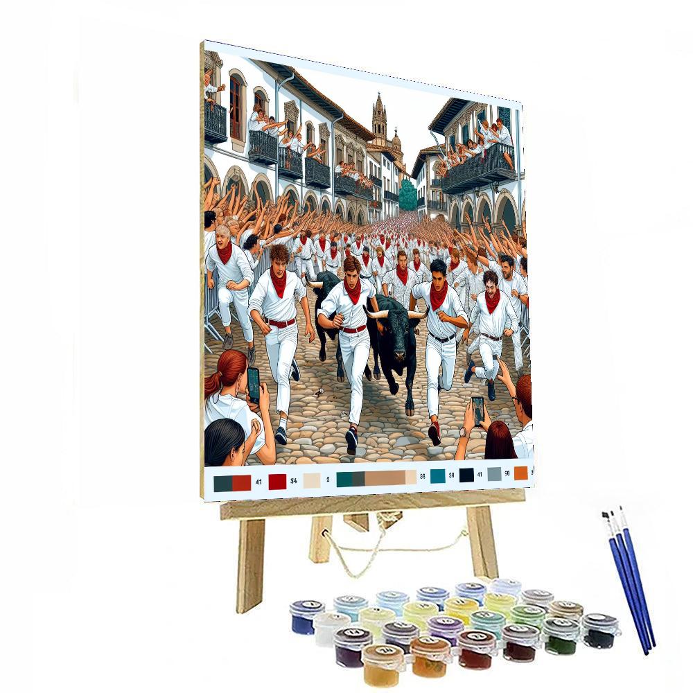 Día De San Fermín - Pamplona, Spain Painting Number Kit